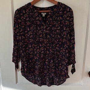 Westport Floral Blouse - Blue and Pink